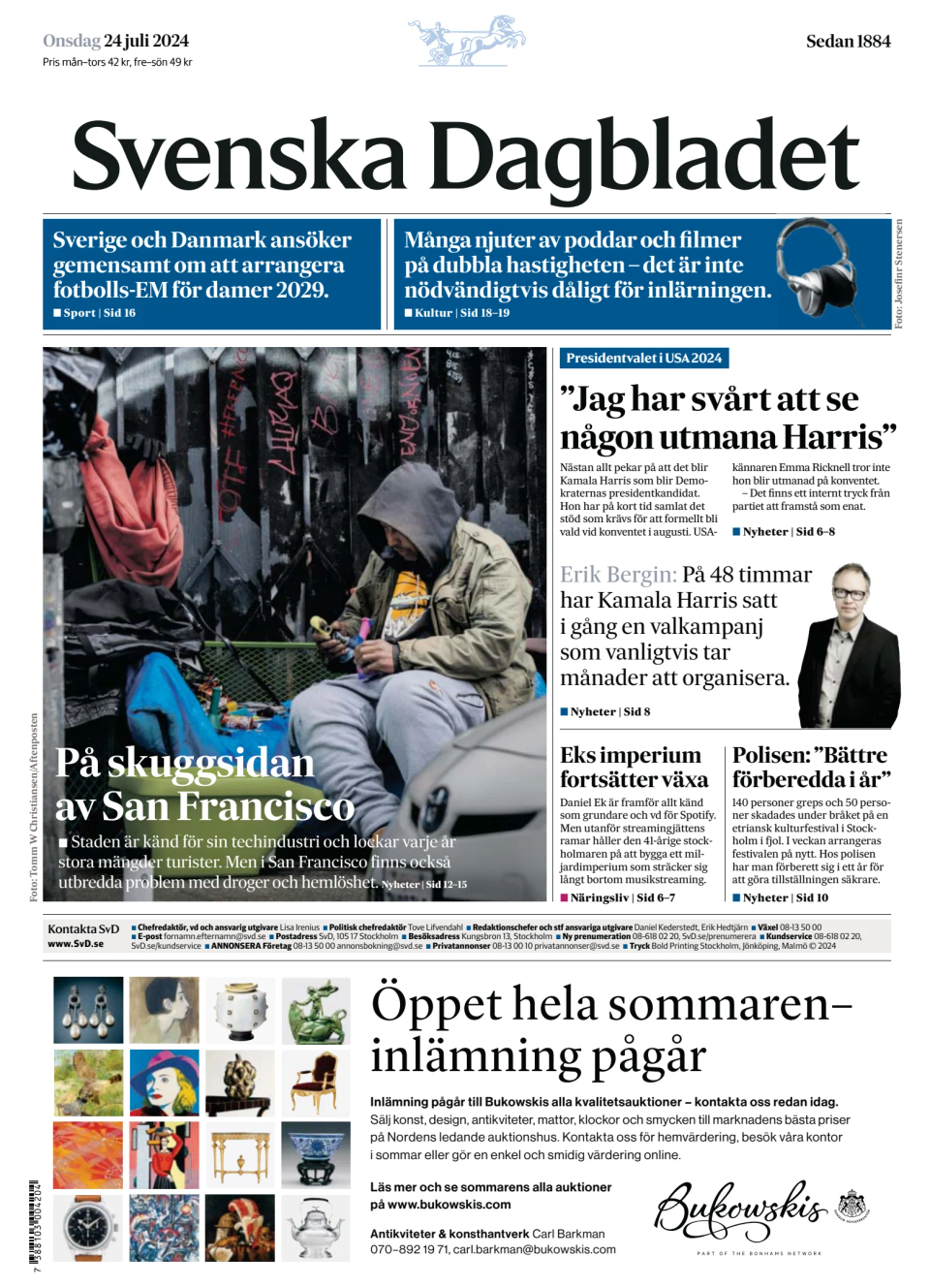 Prima-pagina-Svenska Dagbladet-edizione-di-oggi-20240724